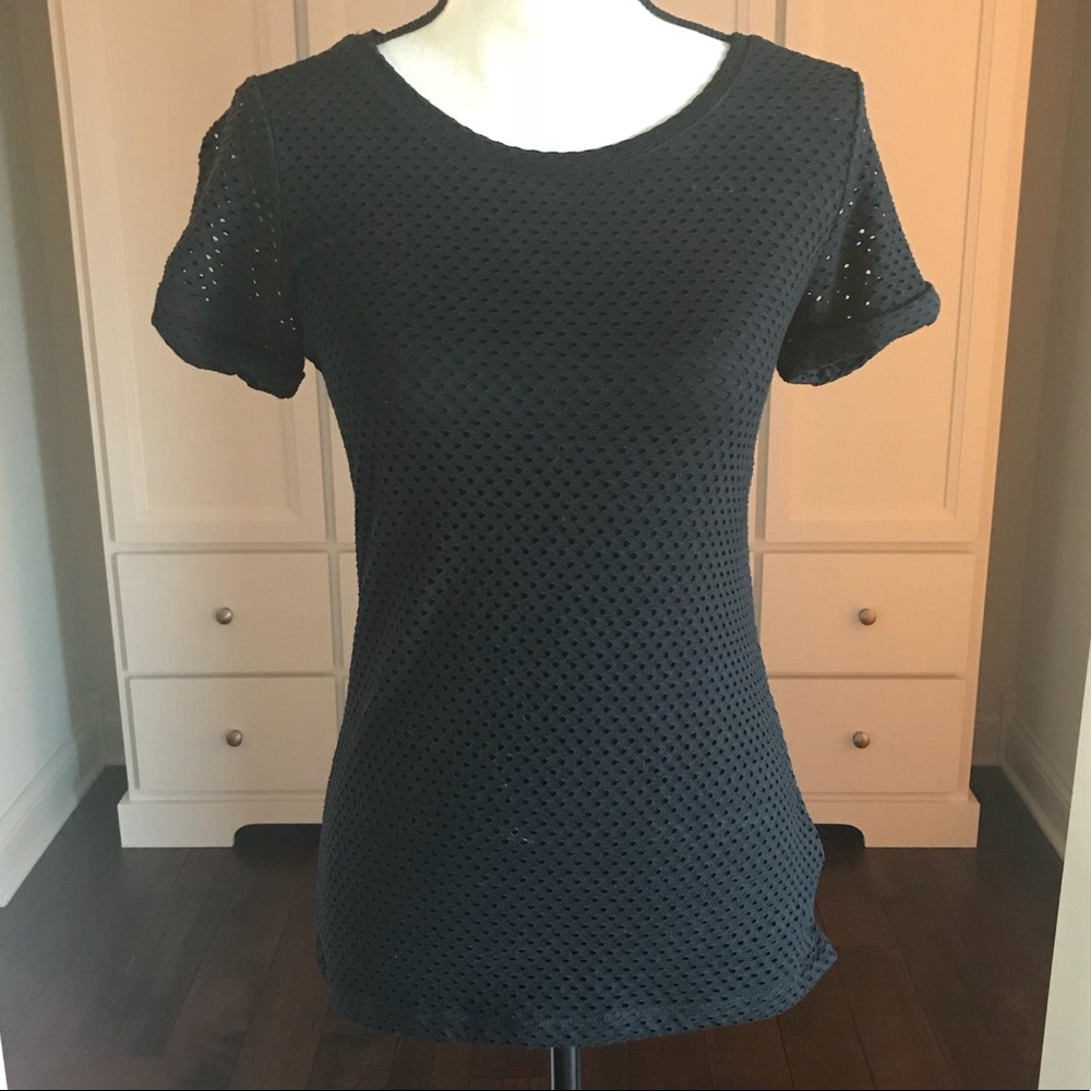 Banana Republic Black Roll Sleeve Top